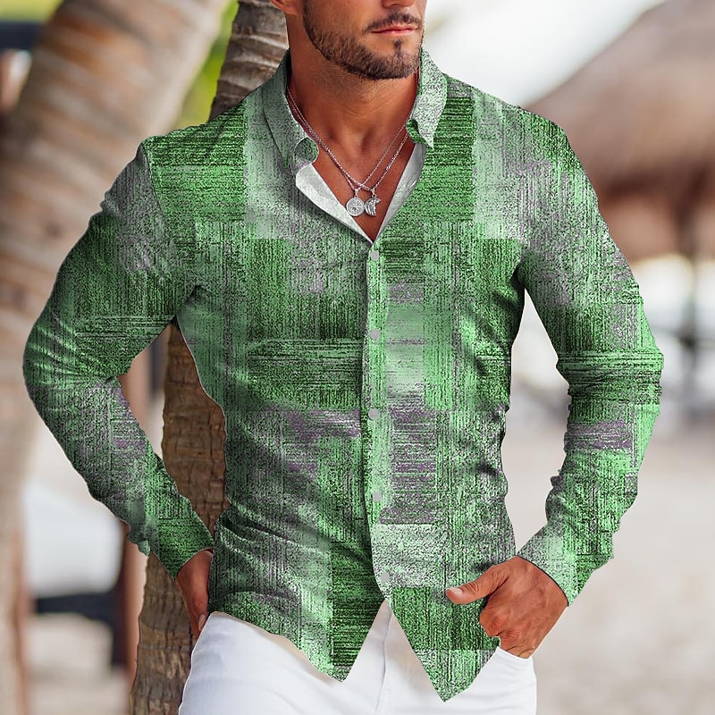 Men's Outdoor Casual Street Fashion Comfortable Soft Light Print Long Sleeve Shirt