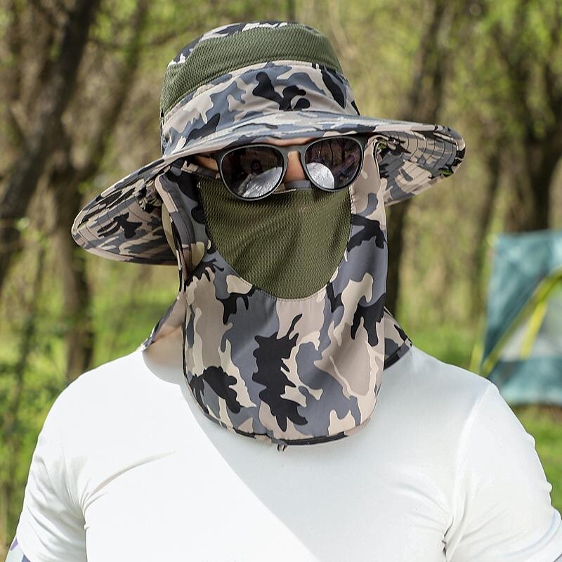 Men's Women's Sun Hat Bucket Hat Fishing Hat Outdoor Waterproof Portable UV Sun Protection Windproof Hat White camouflage Army camouflage Gray camouflage for Fishing Climbing Beach