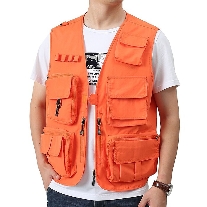 Men's Outdoor Camping Fishing Hunting Quick Dry Muti-pockets Wear Resistant Wind Proof Plain Cargo Vest