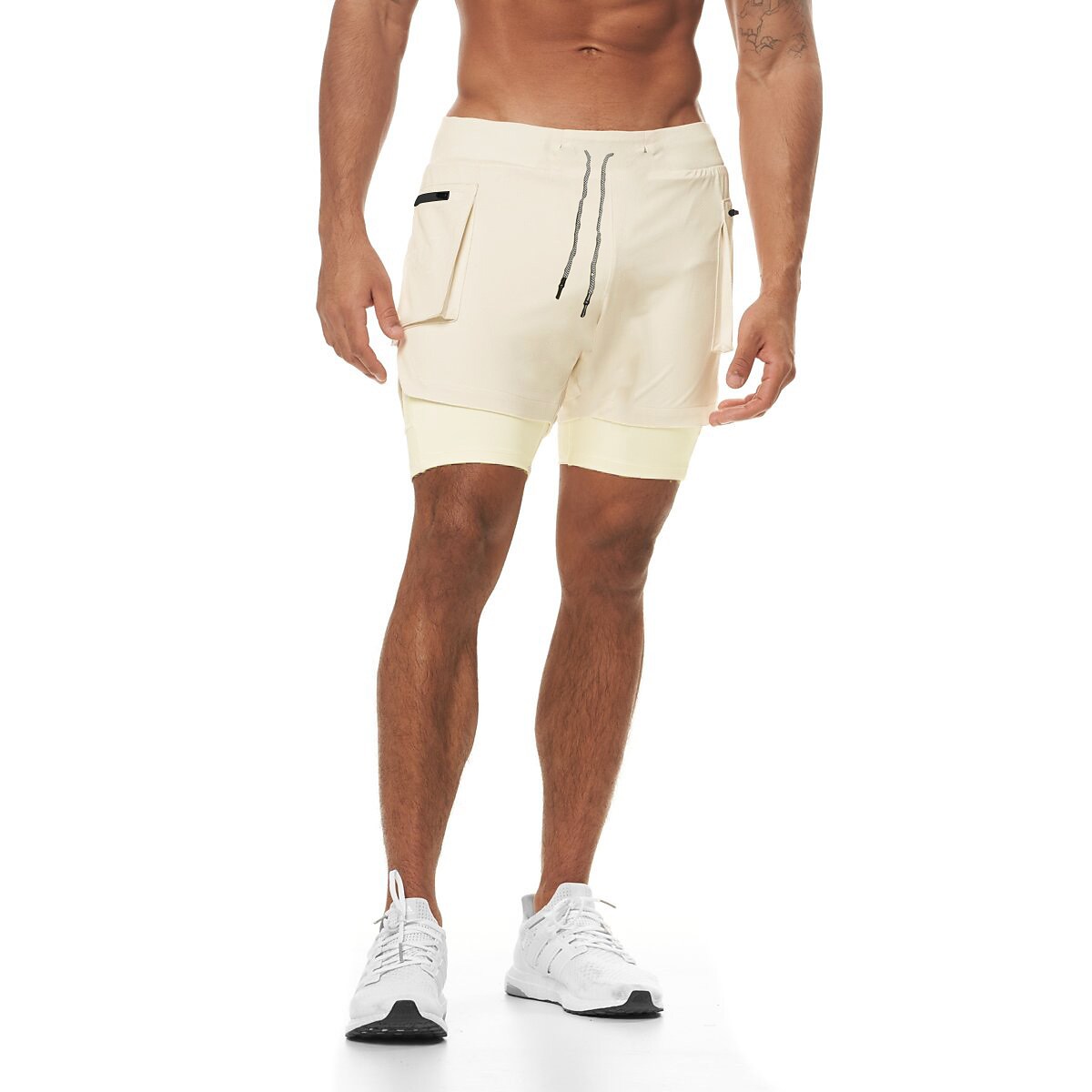 Men's Running Shorts Gym Shorts Drawstring 2 in 1 Shorts Athletic Athleisure Spandex Breathable Soft Quick Dry Yoga Fitness Gym Workout Sportswear Activewear Solid Colored Black Army Green Khaki