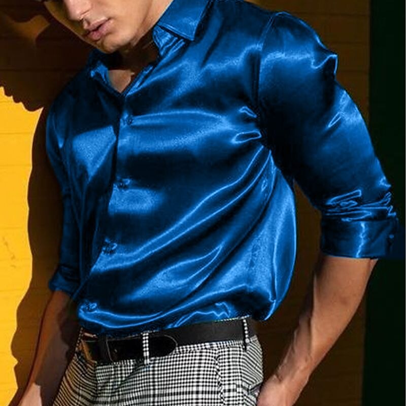 Men's Outdoor Vacation Fashion Casual Breathable Smooth Light Comfortable Plaid Long Sleeve Shirt