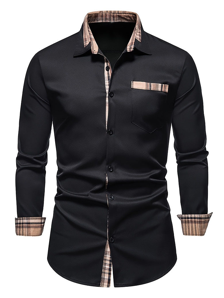 Men's Outdoor Fashion Vacation Casual Breathable Comfortable Front Pocket Plain Long Sleeves Shirt