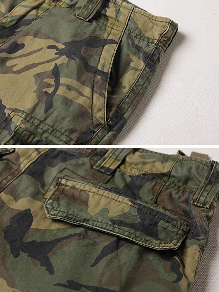 Men's Outdoor Climbing Fishing Tactic Hiking Wear Resistant Drawstring Pockets Comfortable Camo Shorts