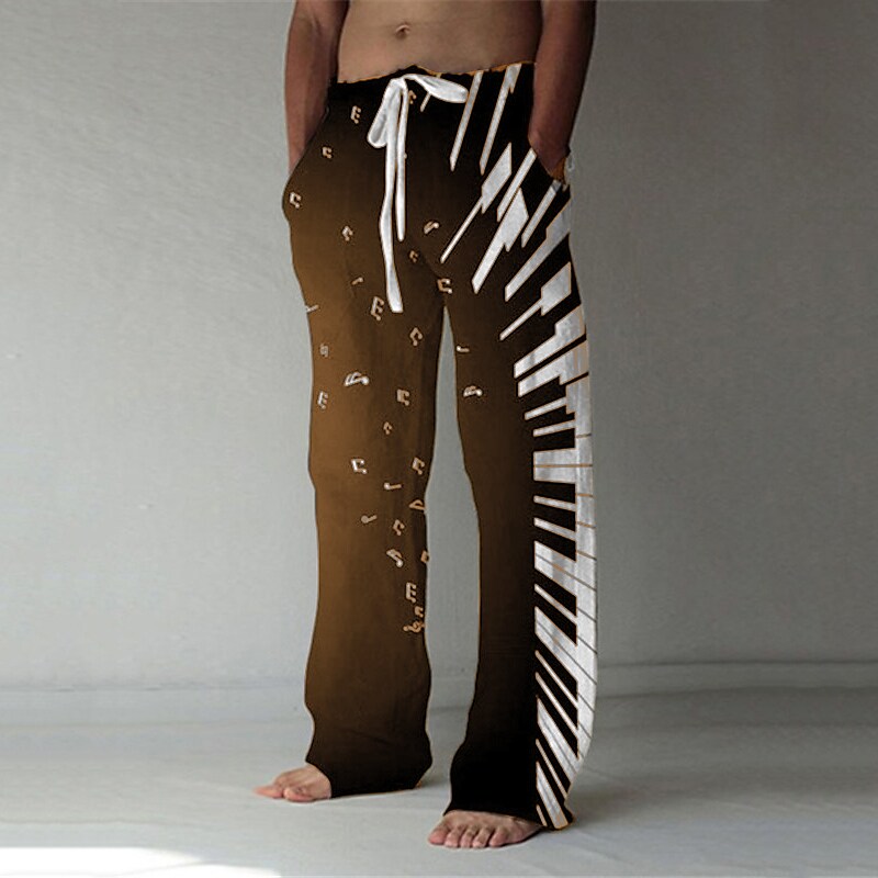 Men's Summer Pants Baggy Beach Pants 3D Print Elastic Drawstring Desig