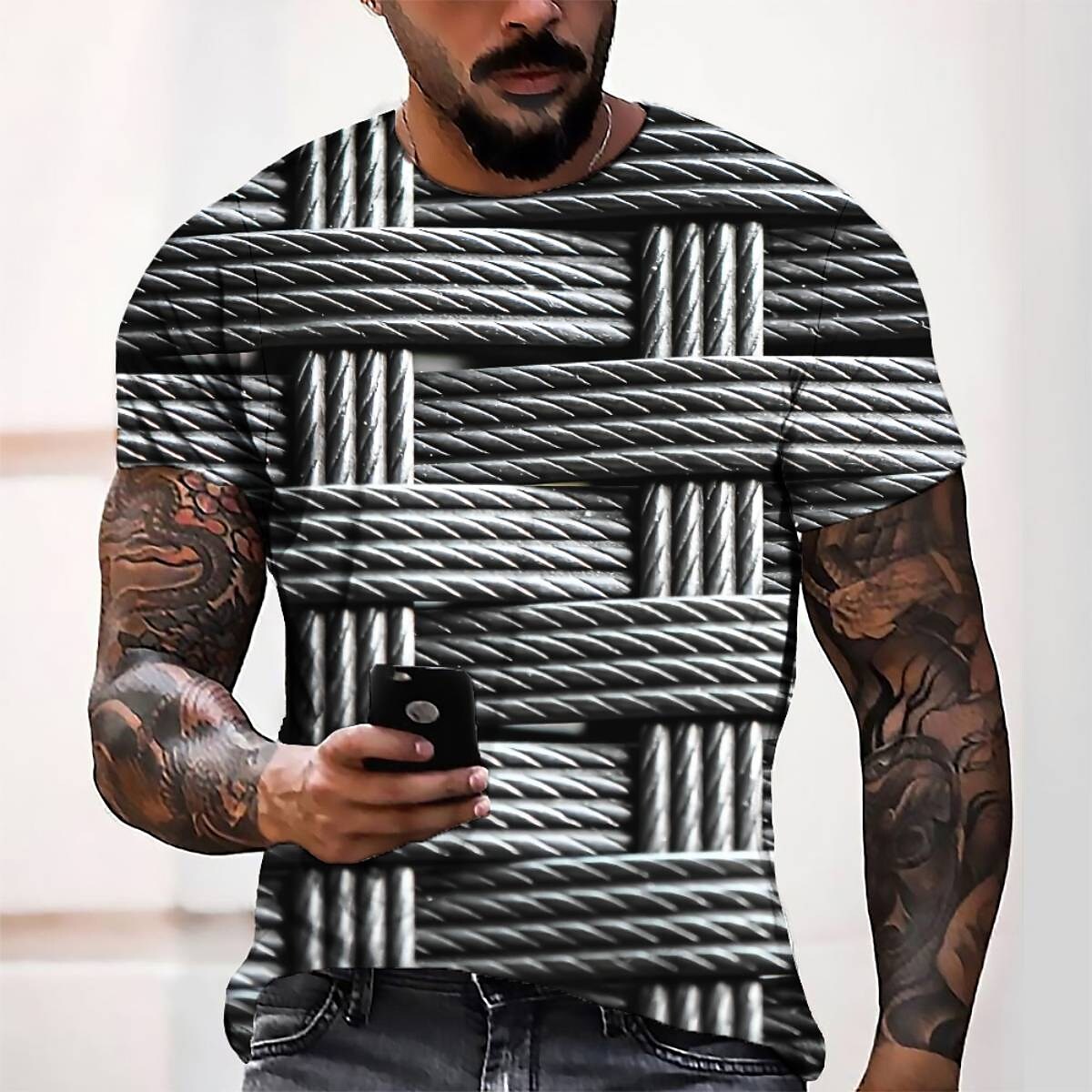 Men's T shirt Graphic Prints Crack Crew Neck 3D Print Holiday Short Sl