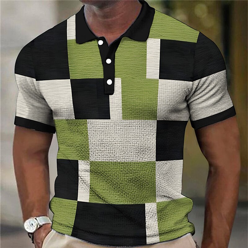 Men's Waffle Golf Outdoor Fashion Street Comfortable Soft Prints Short Sleeves Polo Shirt