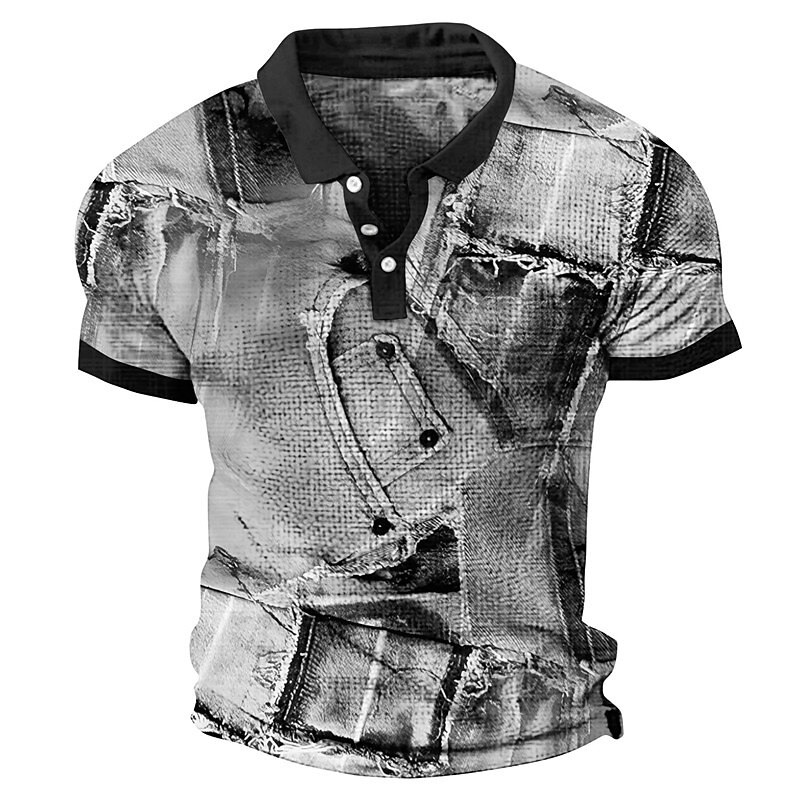 Men's Waffle Outdoor Golf Street Fashion Comfortable Breathable Soft Prints Short Sleeves Polo Shirt