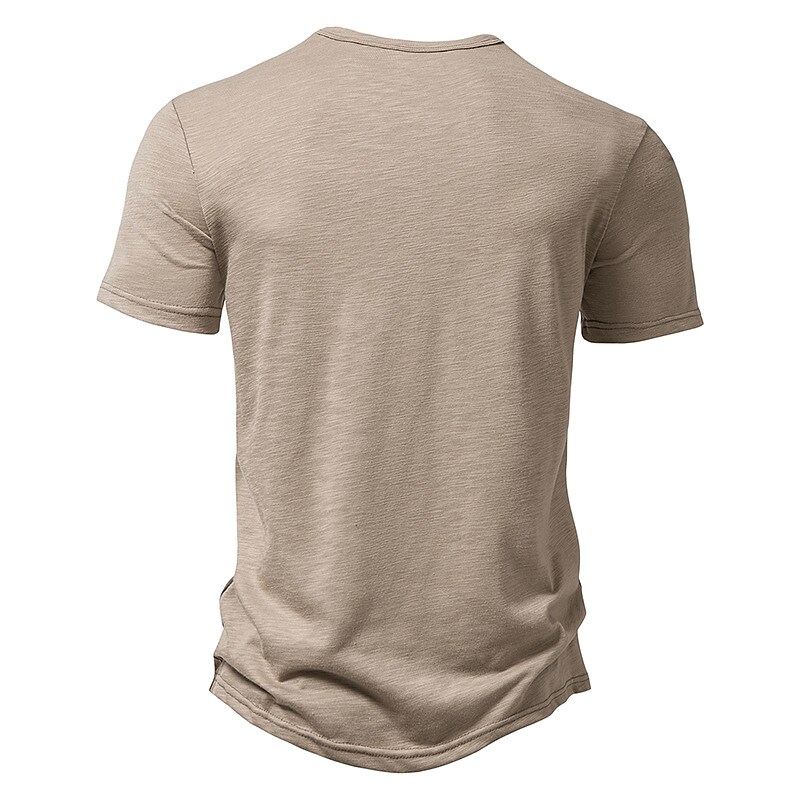 Men's Henley Shirt T shirt Plain Henley Street Vacation Short Sleeves Button Sport Basic Top 
