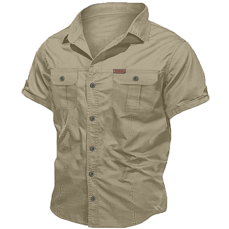 Men's Work Buttons Casual Solid Color Vacation Outdoor Fashion Workwear Short Sleeves