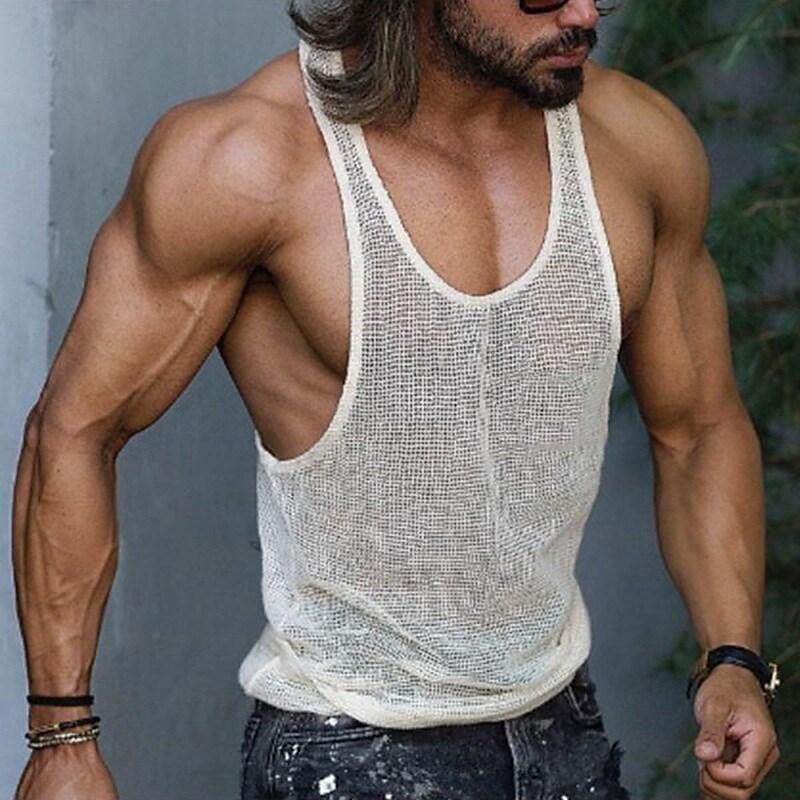 Men's Tank Top Undershirt Sleeveless Shirt Solid Color Crew Neck Street Casual Sleeveless Braided  Vest Top