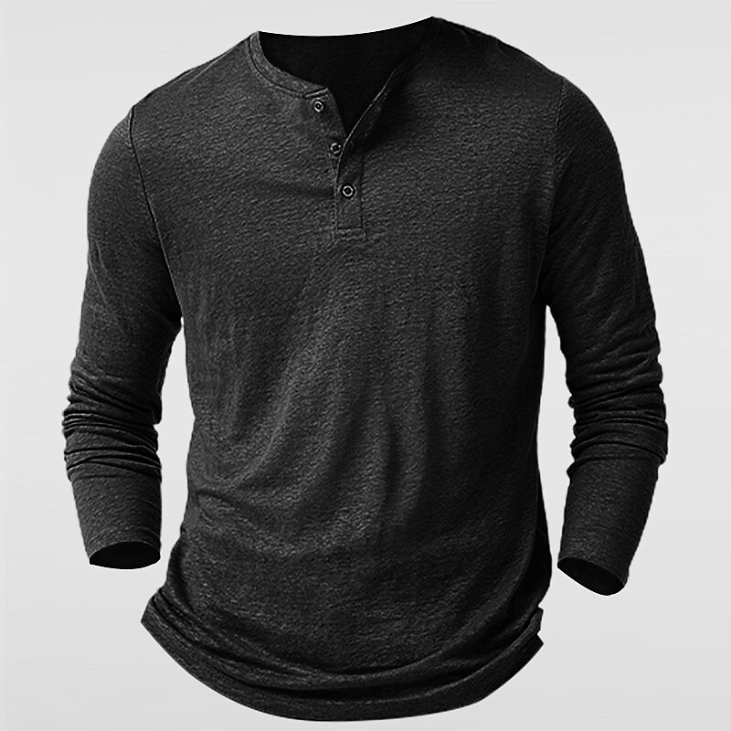 Men's Henley Shirt Tee Top Long Sleeve Shirt Plain Henley Street Vacation Long Sleeve Button Clothing Apparel Fashion Designer Basic