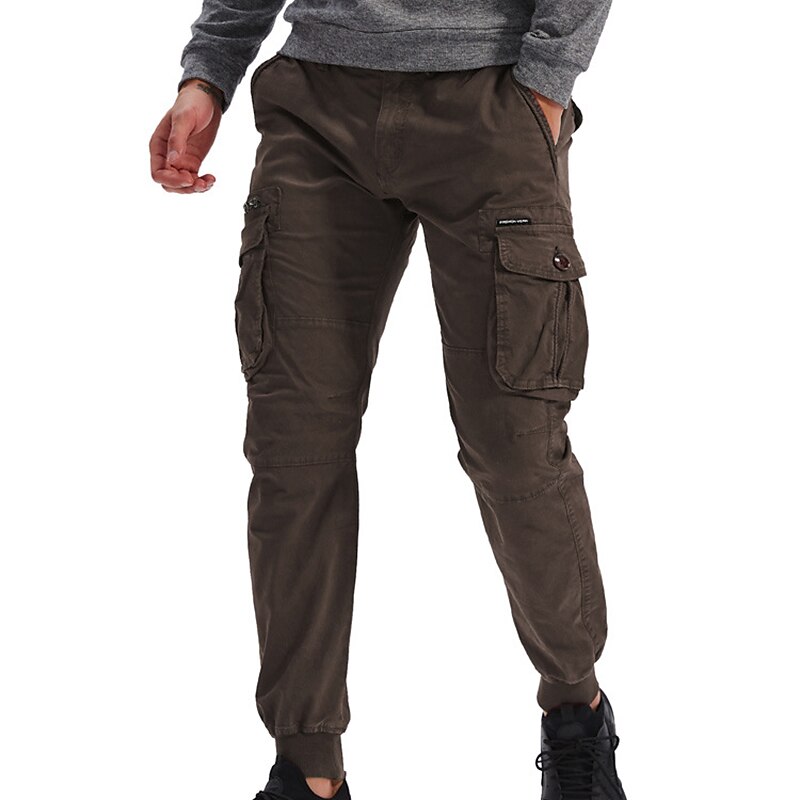 Men's Cargo Pants Cargo Trousers Zipper Pocket Plain Comfort Breathable Outdoor Daily Going out 100% Cotton Fashion Casual Black Wine