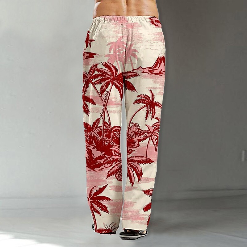 Men's Beach Pants Drawstring Elastic Waist Print Graphic Prints Comfor