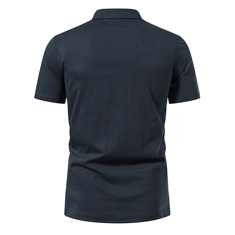 Men's Outdoor Business Casual Comfortable Solid Color Lapel Short Sleeve Henley Shirt
