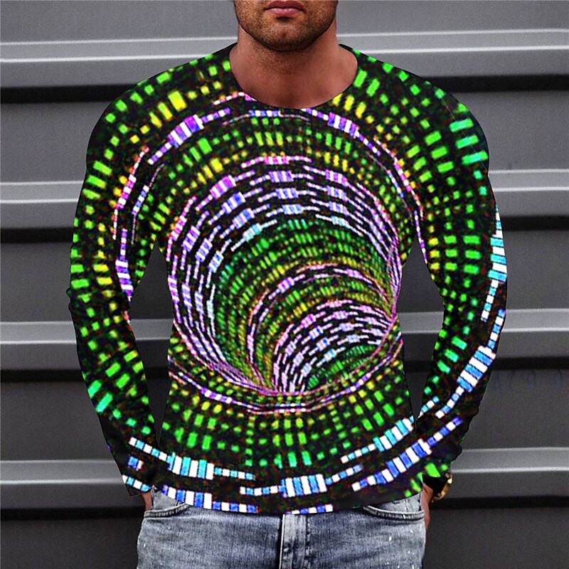 Men's T shirt Graphic Prints Crack Crew Neck 3D Print Holiday Long Sle