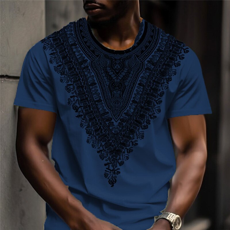 Men's T shirt Graphic Bohemian Crew Neck Print Outdoor Short Sleeve Print Designer Vintage Ethnic Top