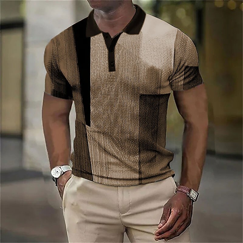 Men's Waffle Golf Outdoor Street Fashion Breathable Comfortable Soft Print Short Sleeves Polo Shirt
