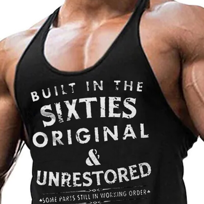 Men's Undershirt Letter Crew Neck Black Casual Daily Sleeveless Print Clothing Apparel Cool Casual Top