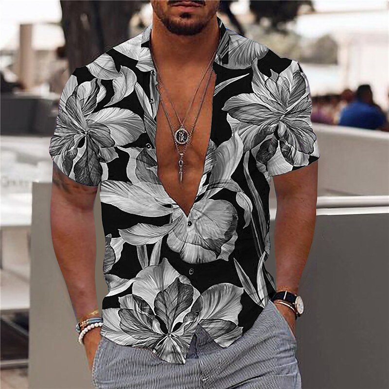 Men's Graphic Shirt Aloha Shirt Floral Print Outdoor Street Short Slee