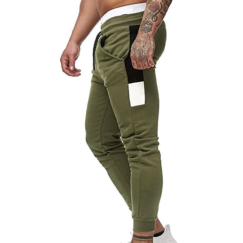 Men's Outdoor Runing Casual Sport Pockets Stretch Drawstring Solid Color Trouser