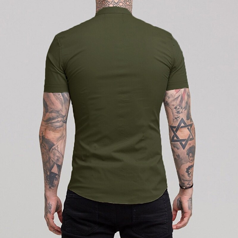 Men's Work Outdoor Casual Plain Collar Fashion Lightweight Comfortable Button Shirt