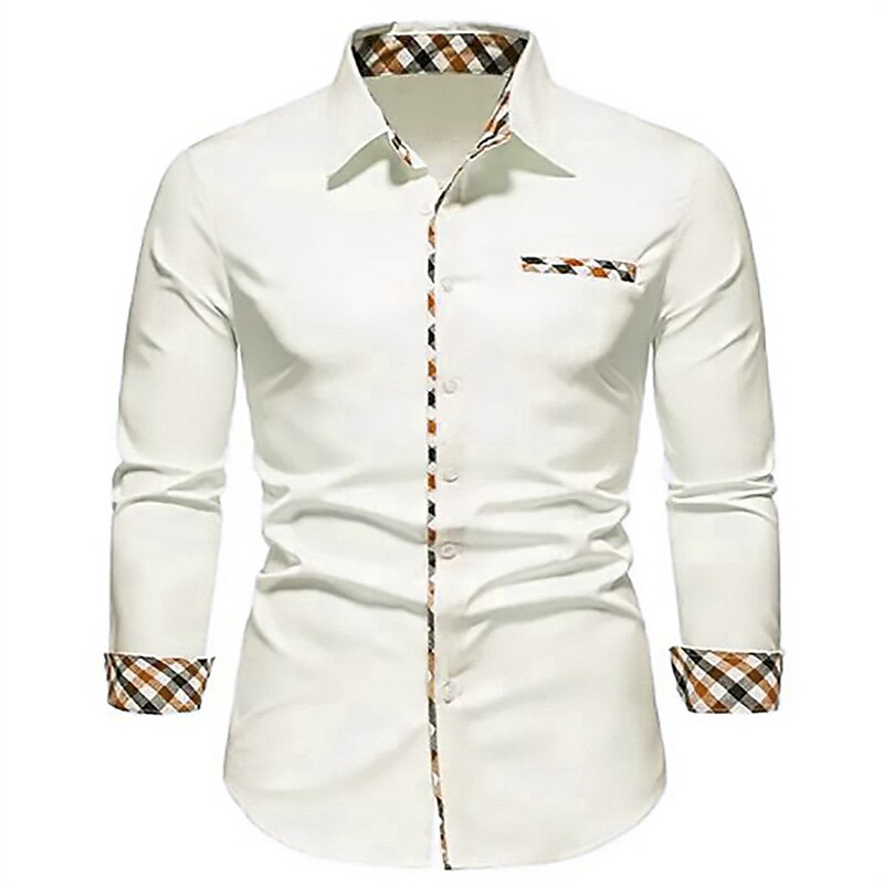 Men's Outdoor Wedding Casual Fashion Comfortable Breathable Plain Long Sleeves Shirt