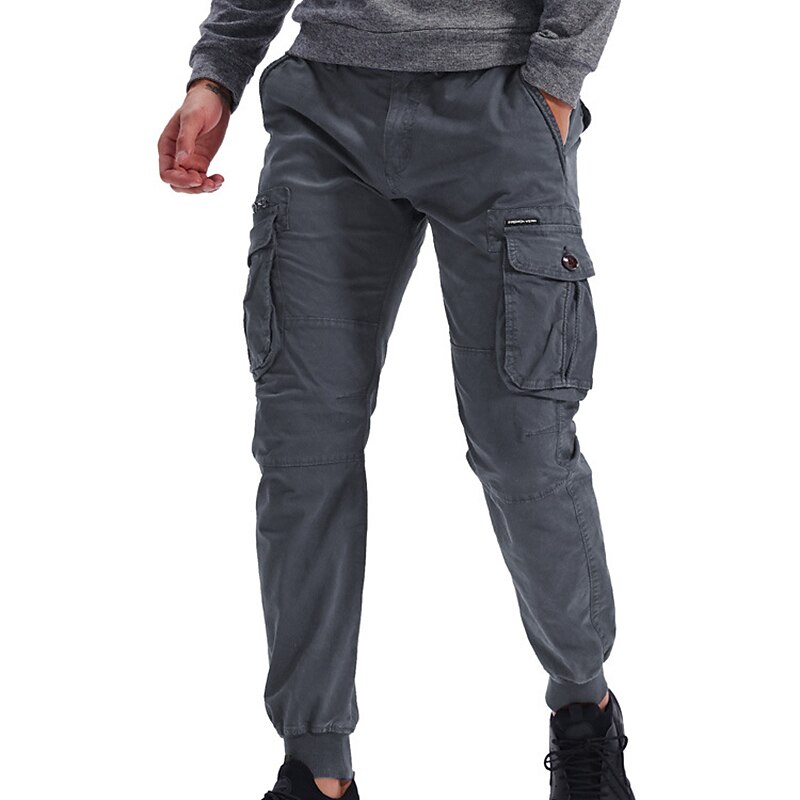 Men's Cargo Pants Cargo Trousers Zipper Pocket Plain Comfort Breathable Outdoor Daily Going out 100% Cotton Fashion Casual Black Wine