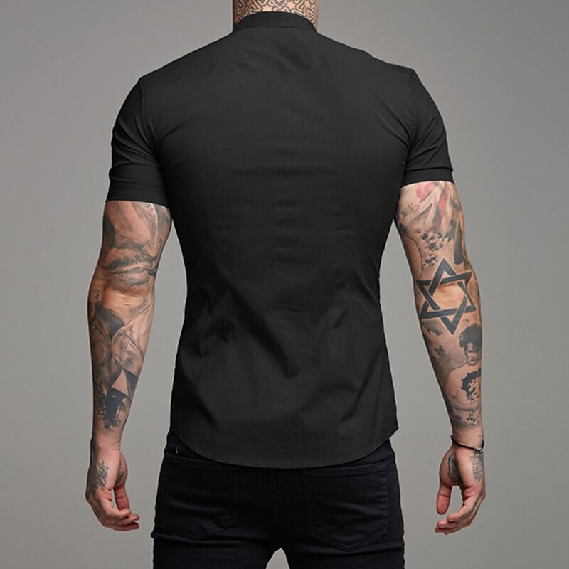 Men's Work Outdoor Casual Plain Collar Fashion Lightweight Comfortable Button Shirt