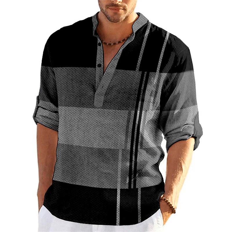 Men's Linen Outdoor Street Fashion Casual Comfortable Breathable Soft Prints Long Sleeves Shirt