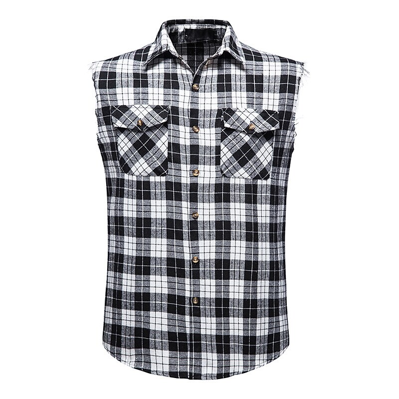 Men's Shirt Button Up Summer Casual Shirt Short Sleeve Plaid Graphic Prints Turndown Street Daily Front Pocket Casual Top