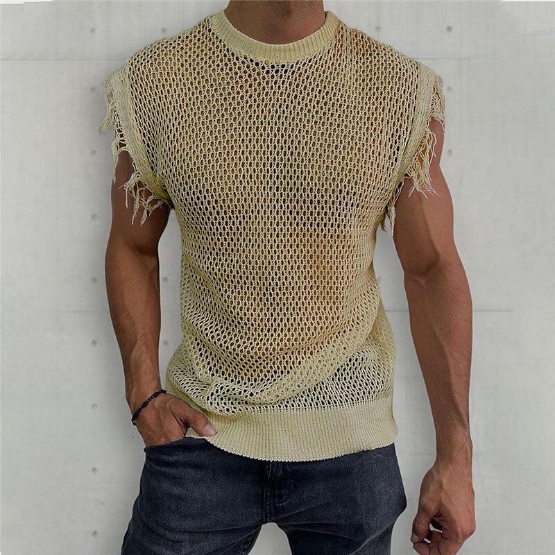 Men's Outdoor Street Fashion Vacation Comfortable Breathable Soft Mesh Sleeveless Vest