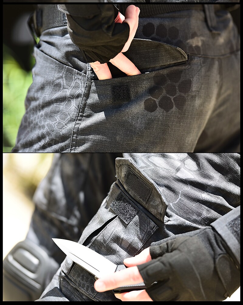 Men's Hiking Outdoor Tactic Working Muti-pockets Wear Resistant Zippered Camo Cargo Trouser