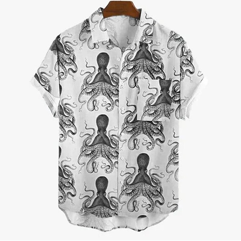 Men's Summer Hawaiian Shirt Graphic Prints Beach Turndown Casual Holid