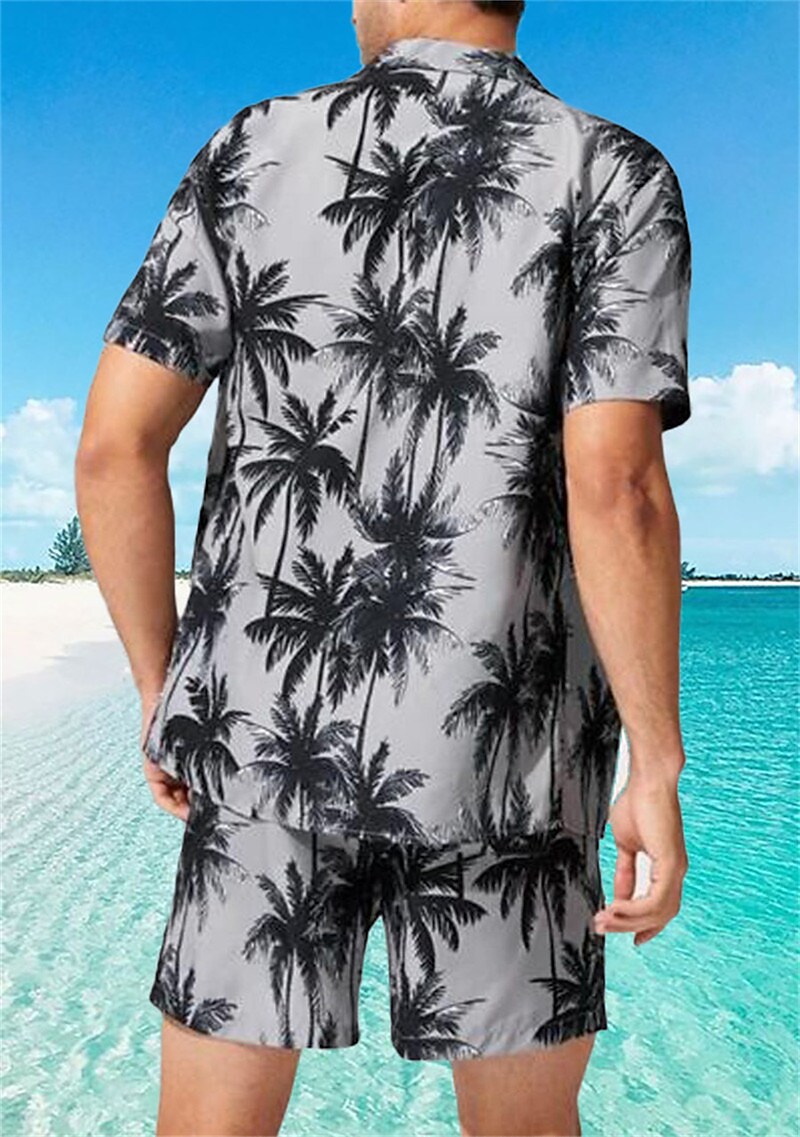 Men's Two Pieces Set Hawaiian Shirt Aloha Shirt Floral Turndown 3D Pri