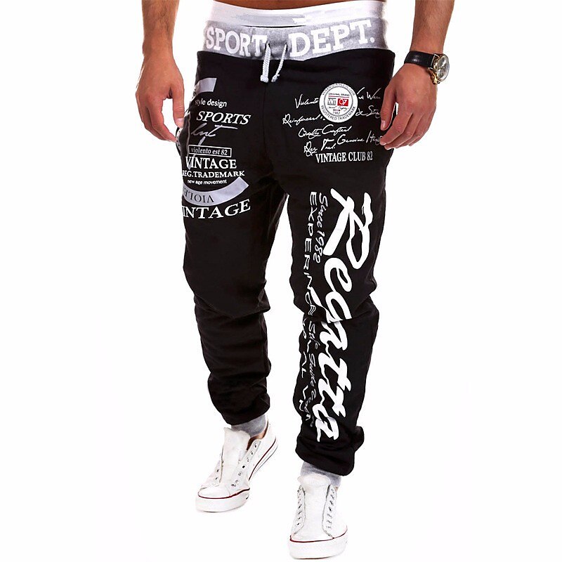 Men's Sweatpants Trousers Elastic Waist Letter Graphic Prints Sports Outdoor Daily Wear Casual Hip Hop High Waist Joggers 