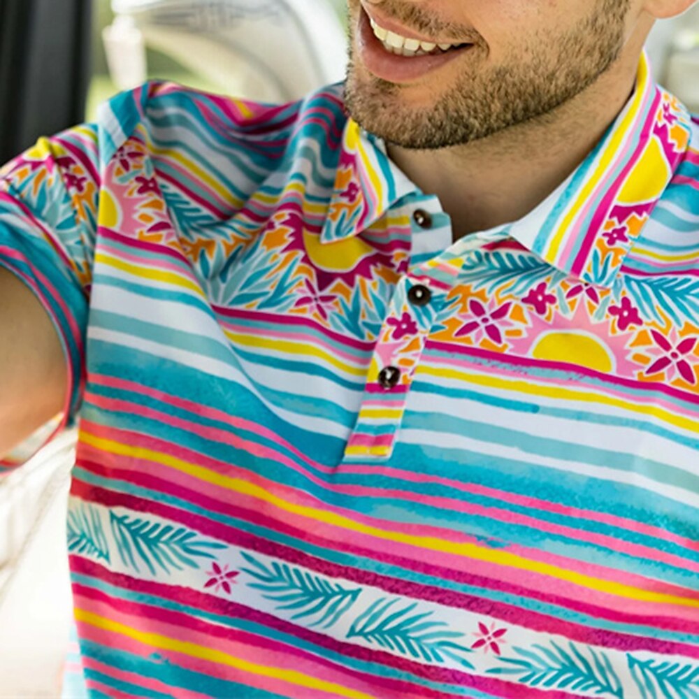 Men's Women's Matching polo Polo Shirt Golf Shirt Breathable Quick Dry Soft Top Regular Fit Stripes Summer Spring Gym Workout Golf Badminton