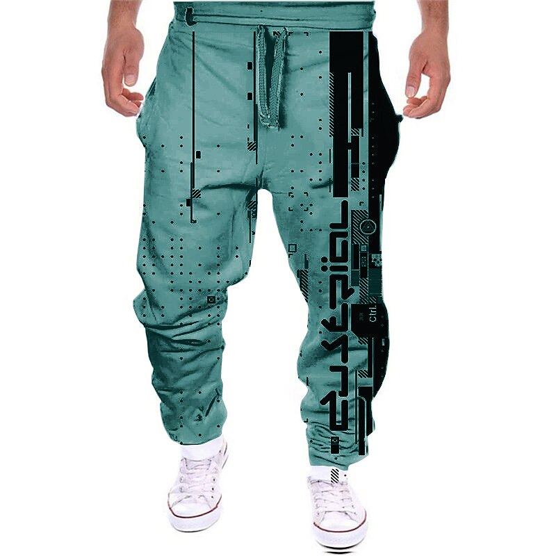 Men's Sweatpants Trousers Drawstring Side Pockets Elastic Waist Color Block Graphic Prints Comfort Breathable Sports  Casual Daily Joggers 