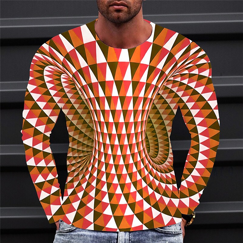 Men's T shirt Graphic Prints Crack Crew Neck 3D Print Holiday Long Sle