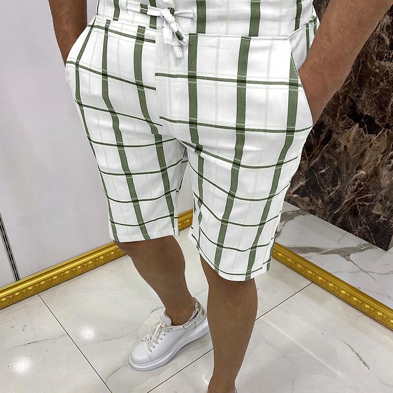 Men's Shorts Bermuda Work Shorts Pocket Plaid Comfort Soft Short  Stylish Simple Micro-elastic Streetwear