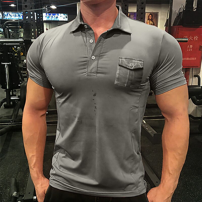 Men's Outdoor Fit Sport Fashion Casual Breathable Comfortable Light Plain Pocket Short Sleeve Polo Shirt