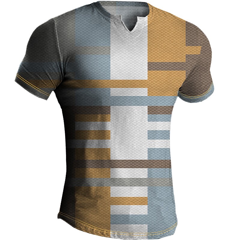 Men's T Shirt Color Block Graphic Prints V Neck Outdoor Daily Short Sleeve Print Fashion Designer Casual Top