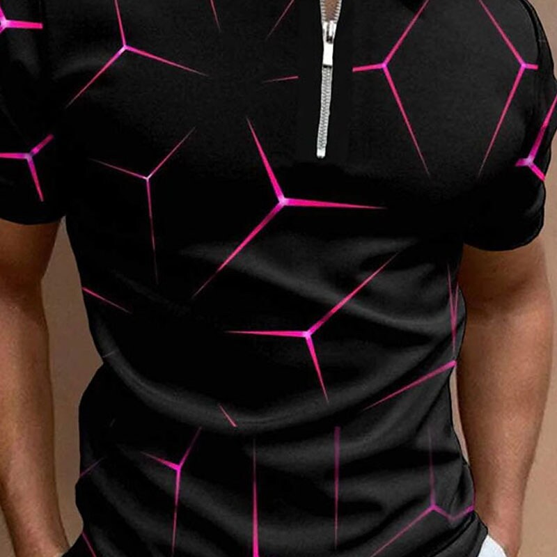 Men's Collar Polo Shirt Golf Shirt Turndown 3D Print Casual Short Slee