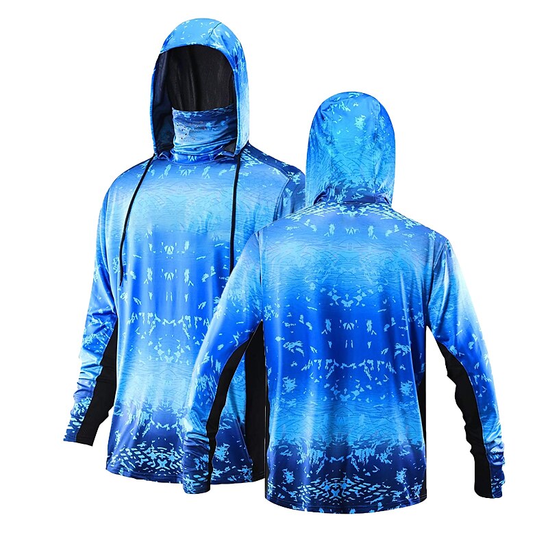 Men's Hoodie Jacket Hooded Outdoor Long Sleeve UV Protection Breathable Lightweight Sweat wicking Quick Dry Top Summer Spring Outdoor Fishing 
