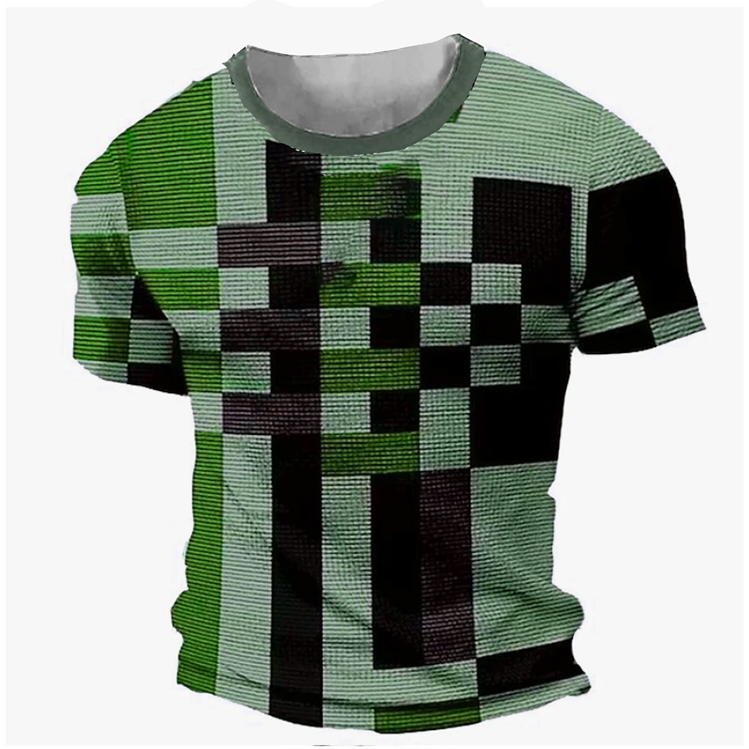 Men's Waffle Outdoor Casual Street Fashion Comfortable Breathable Soft Plaid Prints Short Sleeves T Shirt
