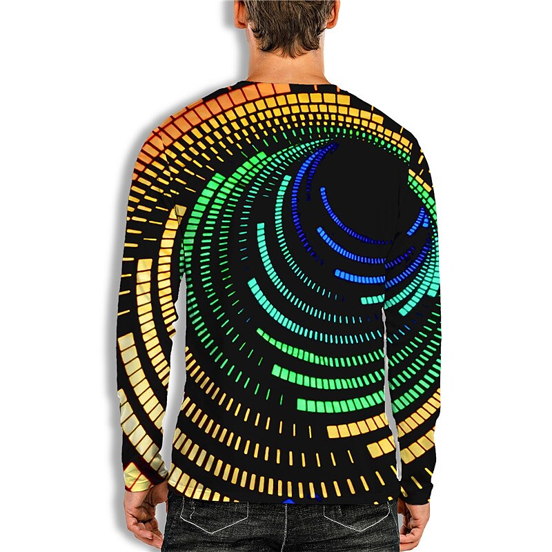 Men's T shirt Graphic Prints Crack Crew Neck 3D Print Holiday Long Sle