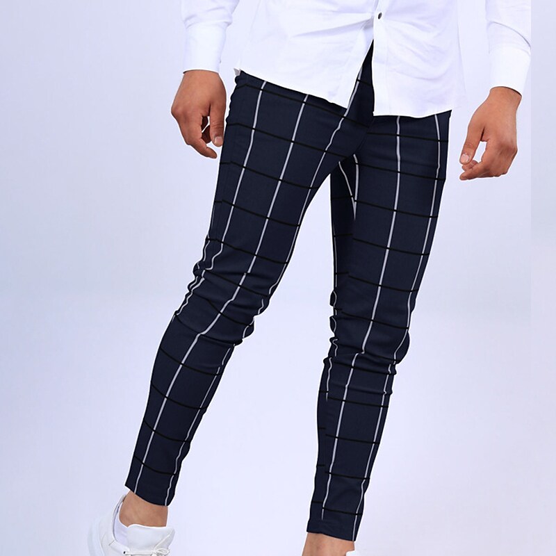 Men's Trousers Jogger Pants Plaid Breathable Soft Casual Daily Fashion Streetwear Micro-elastic Pants