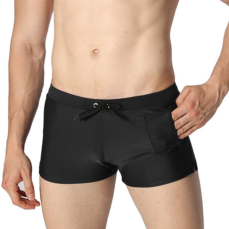 Men's Swimming Beach Quick Dry Drawstring Side Pockets Breathable Solid Color Casual Sports Shorts