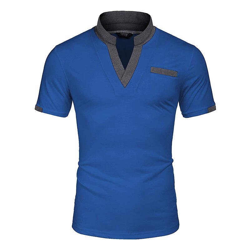 Men's T shirt Tee Tee Top Color Block V Neck Street Vacation Short Sleeves Clothing Apparel Fashion Designer Basic Top