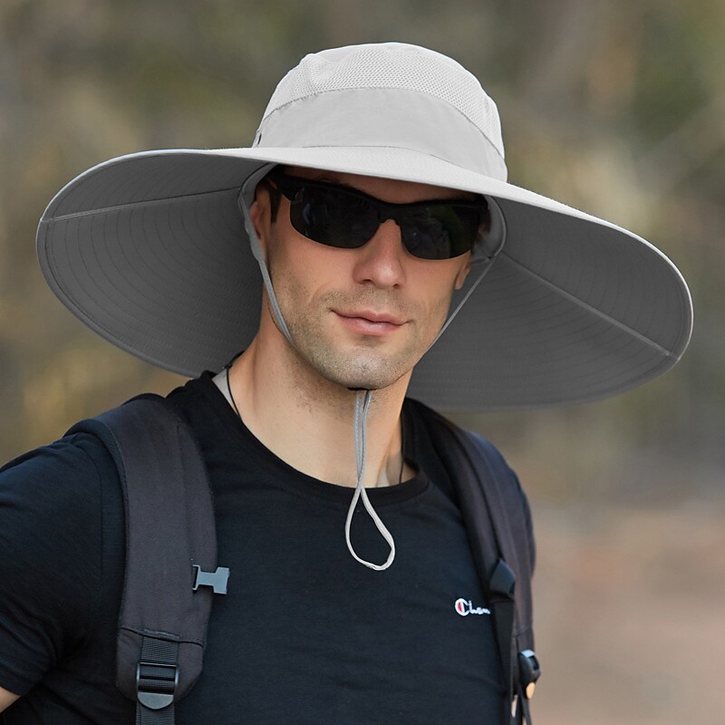 Super Wide Brim Sun Hat UPF50+ Waterproof Bucket Hat  Sunscreen Sun Hat Fishing Hat Fisherman Hat Hiking Hat  5.9''/15cm Wide Army Green Grey Dark Gray for Fishing, Hiking, Camping