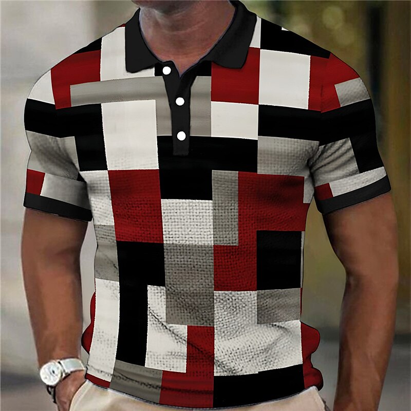 Men's Waffle Golf Outdoor Fashion Street Comfortable Soft Prints Short Sleeves Polo Shirt